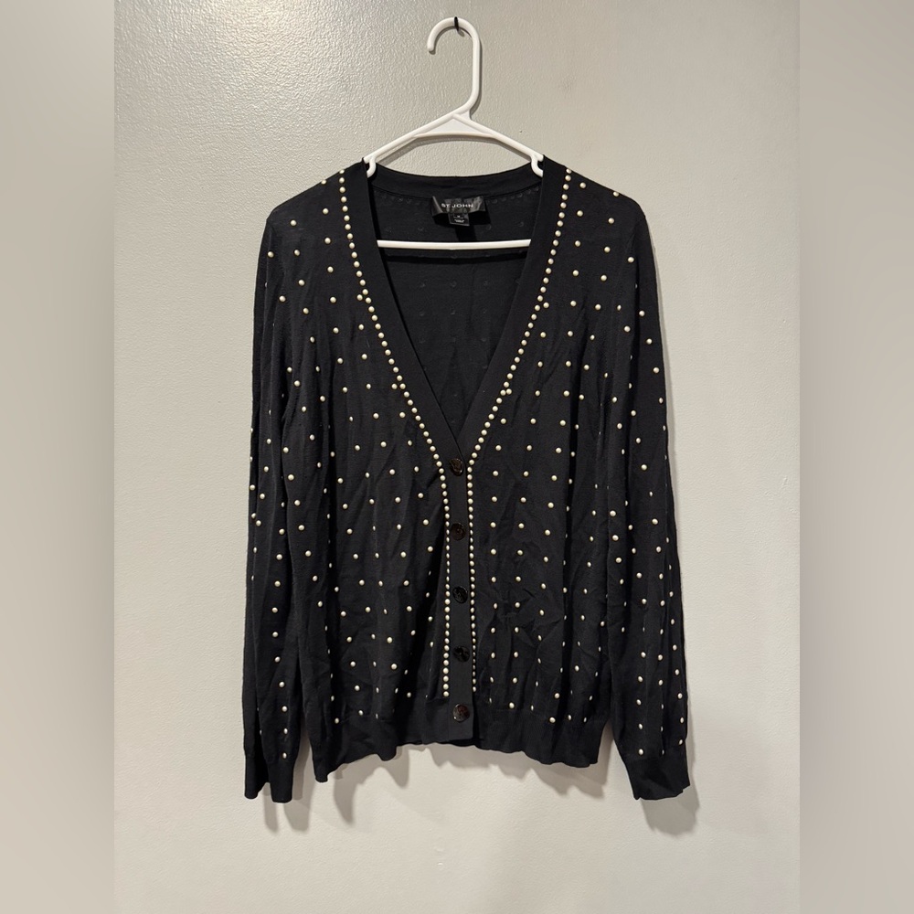 St. John Studded Button Down Lightweight Cardigan… - image 1